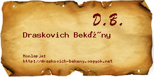 Draskovich Bekény névjegykártya